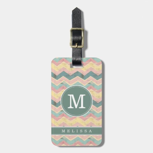 Versleten Chevron Achtergrond Bagage Label (Voorkant verticaal)