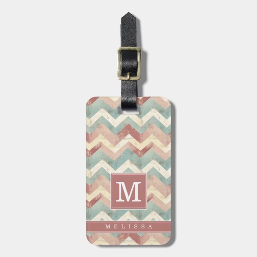Versleten Chevron Achtergrond Bagage Label (Voorkant verticaal)