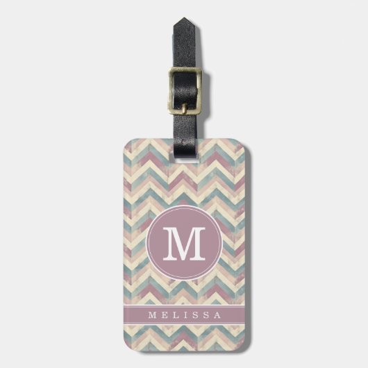 Versleten Chevron Achtergrond Bagage Label (Voorkant verticaal)