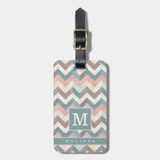 Versleten Chevron Achtergrond Bagage Label (Voorkant verticaal)