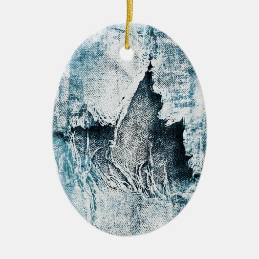 versleten denim keramisch ornament (Voorkant)
