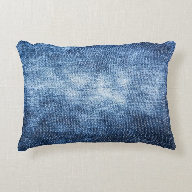 Versleten denim stof, gestructureerde achtergrond. accent kussen (Voorkant)