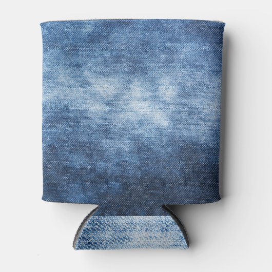 Versleten denim stof, gestructureerde achtergrond. blikjeskoeler (Voorkant)