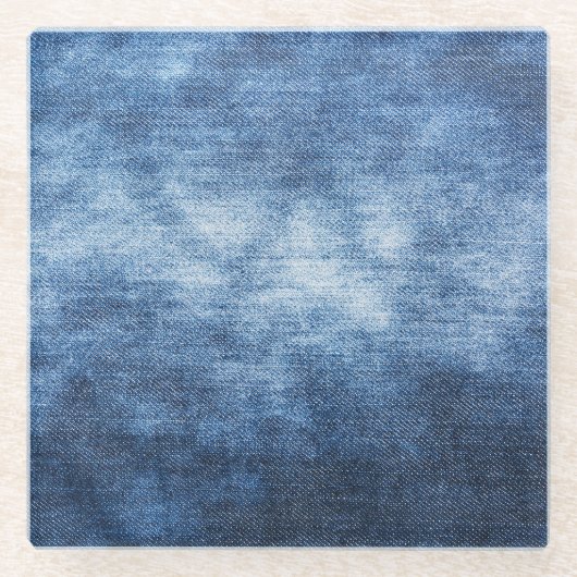 Versleten denim stof, gestructureerde achtergrond. glazen onderzetter (Voorkant)