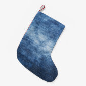 Versleten denim stof, gestructureerde achtergrond. kleine kerstsok (Voorkant (Hangend))