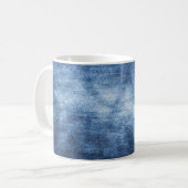 Versleten denim stof, gestructureerde achtergrond. koffiemok (Voorkant links)