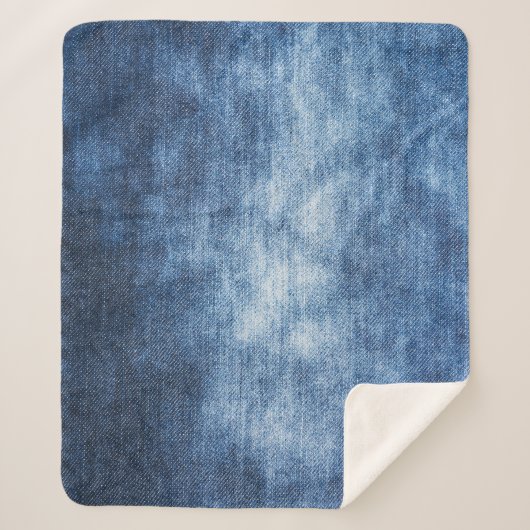 Versleten denim stof, gestructureerde achtergrond. sherpa deken (Voorkant)