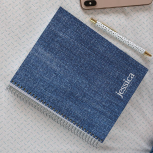 Versleten donkerblauwe denim afgeronde moderne typ notitieboek
