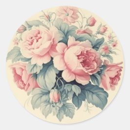 Versleten Elegantie, Roze Shabby Chic Ronde Sticker