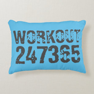 Versleten en bekrast tekst Workout 247365 blauw Accent Kussen