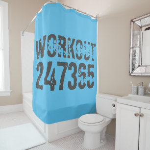Versleten en bekrast tekst Workout 247365 blauw Douchegordijn
