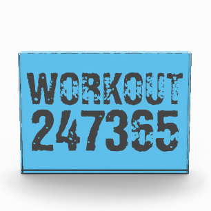 Versleten en bekrast tekst Workout 247365 blauw Fotoblokken