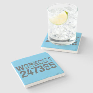 Versleten en bekrast tekst Workout 247365 blauw Stenen Onderzetter