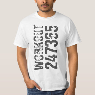 Versleten en bekrast tekst Workout 247365 blauw T-shirt