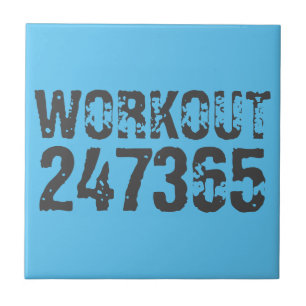 Versleten en bekrast tekst Workout 247365 blauw Tegeltje