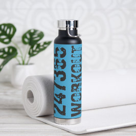 Versleten en bekrast tekst Workout 247365 blauw Waterfles