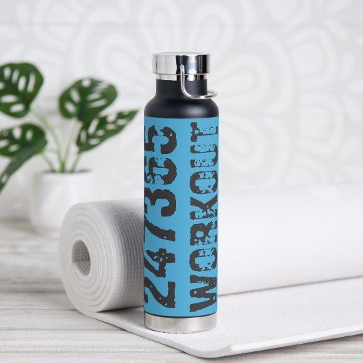 Versleten en bekrast tekst Workout 247365 blauw Waterfles (Yoga)