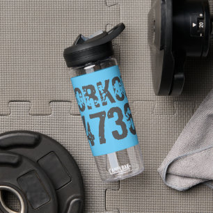 Versleten en bekrast tekst Workout 247365 blauw Waterfles