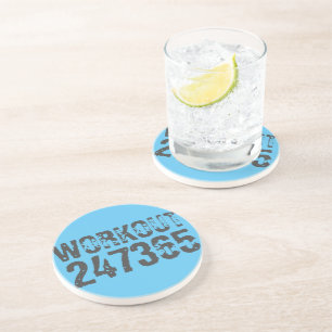 Versleten en bekrast tekst Workout 247365 blauw Zandsteen Onderzetter