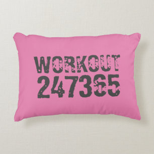 Versleten en bekrast tekst Workout 247365 roze Accent Kussen