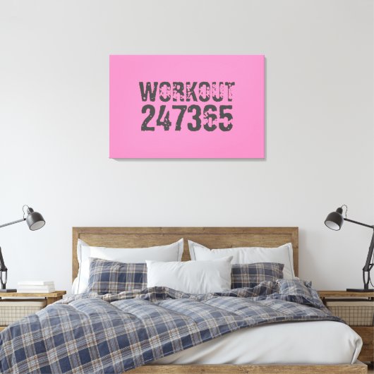 Versleten en bekrast tekst Workout 247365 roze Canvas Afdruk (Insitu (Slaapkamer))