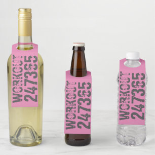 Versleten en bekrast tekst Workout 247365 roze Flessenhanger