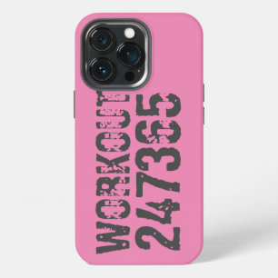 Versleten en bekrast tekst Workout 247365 roze iPhone 13 Pro Hoesje