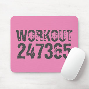 Versleten en bekrast tekst Workout 247365 roze Muismat