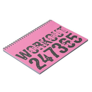 Versleten en bekrast tekst Workout 247365 roze Notitieboek