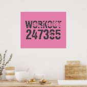 Versleten en bekrast tekst Workout 247365 roze Poster (Keuken)