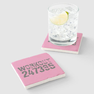 Versleten en bekrast tekst Workout 247365 roze Stenen Onderzetter