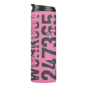 Versleten en bekrast tekst Workout 247365 roze Thermosbeker