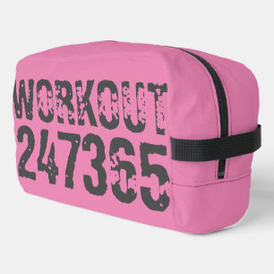 Versleten en bekrast tekst Workout 247365 roze Toilettasje
