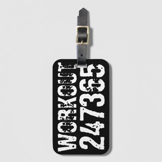 Versleten en bekrast tekst Workout 247365 wit Bagagelabel (Voorkant (verticaal))