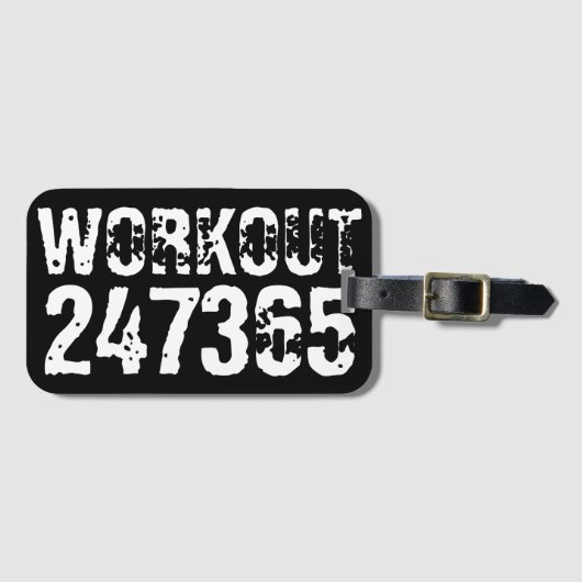 Versleten en bekrast tekst Workout 247365 wit Bagagelabel (Voorkant (horizontaal))