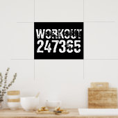 Versleten en bekrast tekst Workout 247365 wit Poster (Keuken)
