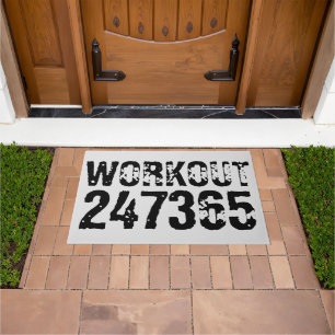 Versleten en bekrast tekst Workout 247365 zwart Deurmat