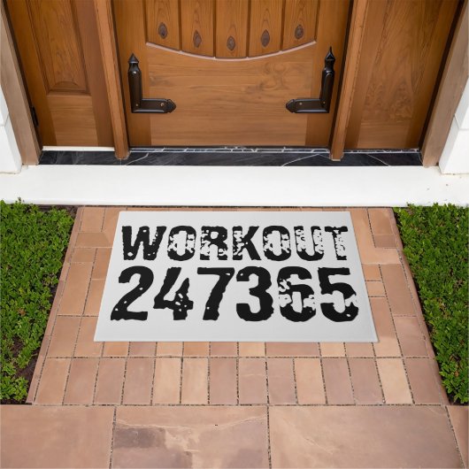 Versleten en bekrast tekst Workout 247365 zwart Deurmat (Buiten)