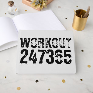 Versleten en bekrast tekst Workout 247365 zwart Gastenboek