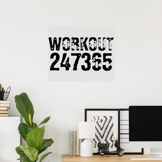 Versleten en bekrast tekst Workout 247365 zwart Poster (Thuiskantoor)