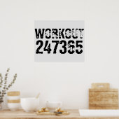 Versleten en bekrast tekst Workout 247365 zwart Poster (Keuken)