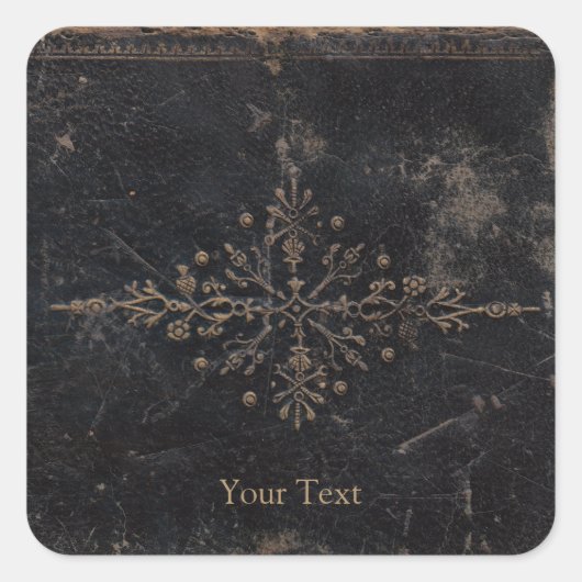  versleten Fleur-de-lis Boek Hoesje Vierkante Sticker (Voorkant)