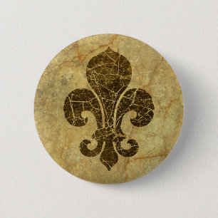 Versleten Fleur De Lis Ronde Button 5,7 Cm