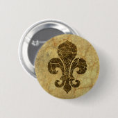 Versleten Fleur De Lis Ronde Button 5,7 Cm (Voorkant /achterkant)