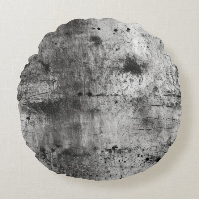 Versleten Grunge Grijs & Zwarte Textuur Rond Kussen (Voorkant)