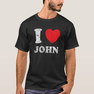 Versleten Grunge Versleten Stijl Ik Hou Van John T-shirt
