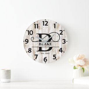 Versleten houten achtergrond B-monogram Grote Klok