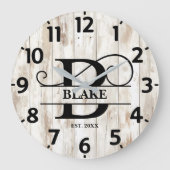 Versleten houten achtergrond B-monogram Grote Klok (Voorkant)
