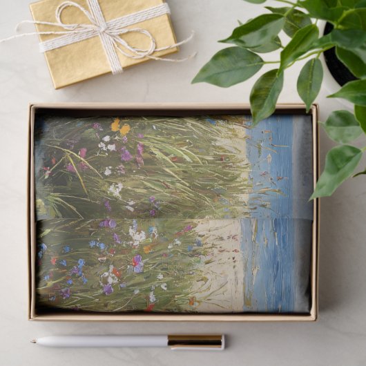 Versleten houten boot met Wildflowers Decoupage Tissuepapier (Geschenk)