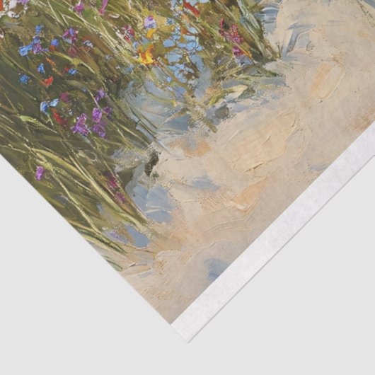 Versleten houten boot met Wildflowers Decoupage Tissuepapier (Detail)